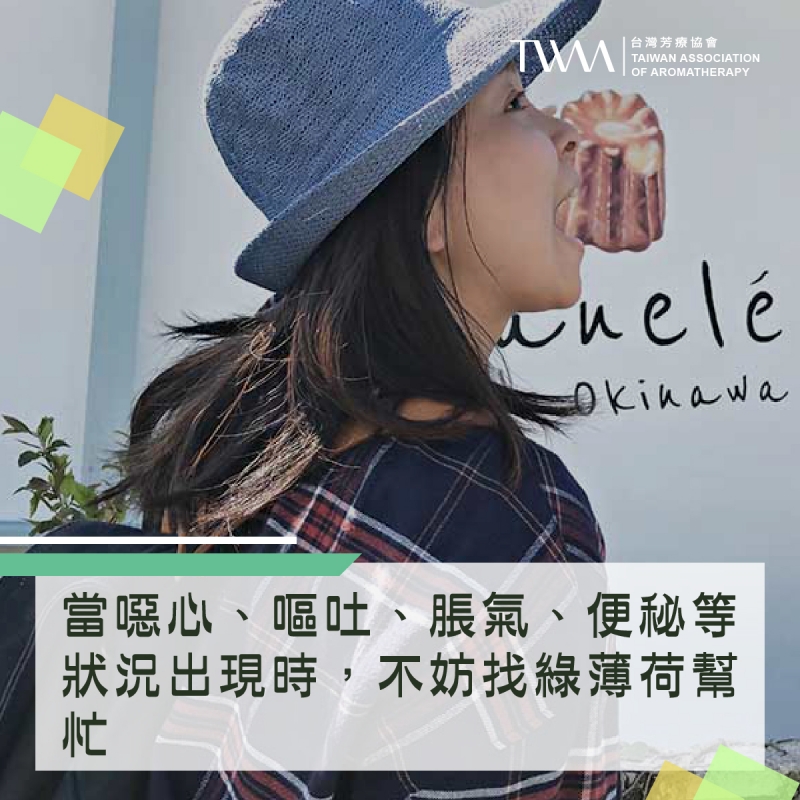 當噁心、嘔吐、脹氣、便秘等狀況出現時，不妨找綠薄荷幫忙，它可以放鬆腸胃道的肌肉，緩解腸胃不適症狀?!
